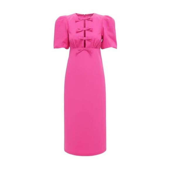 HYACINTH HOUSE Bright Pink Bows Keelin Midi Dress Size S NWT - Picture 8 of 8